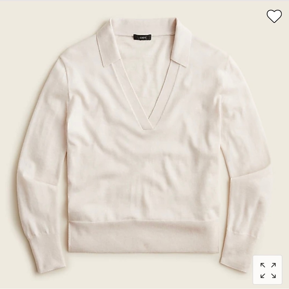 J.CREW Collared Merino Wool Sweater Lightweight ~ XS ~ Heathered Flax (HFL)